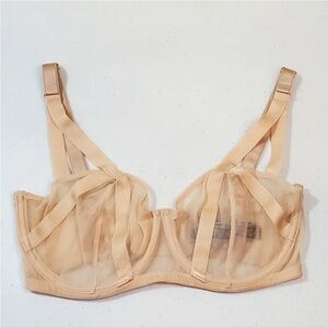 VS Very Sexy Unlined Balconette Bra 32DD Sheer Nude Underwire Bra